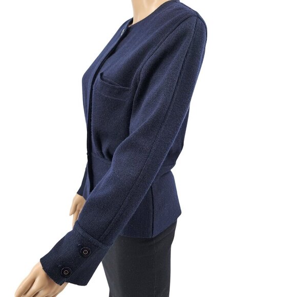 Rodier Vintage Womens Navy Wool Blend Cardigan Sweater Size Small - Picture 2 of 11